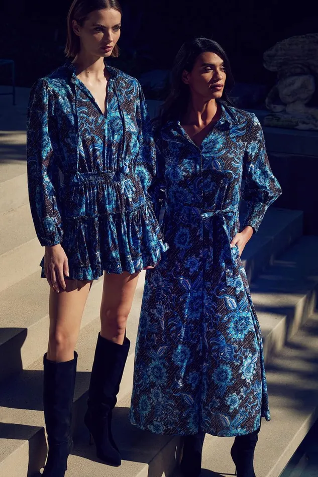 MISA Los Angeles Dresses Women BETTINA DRESS Blue Sunflower
