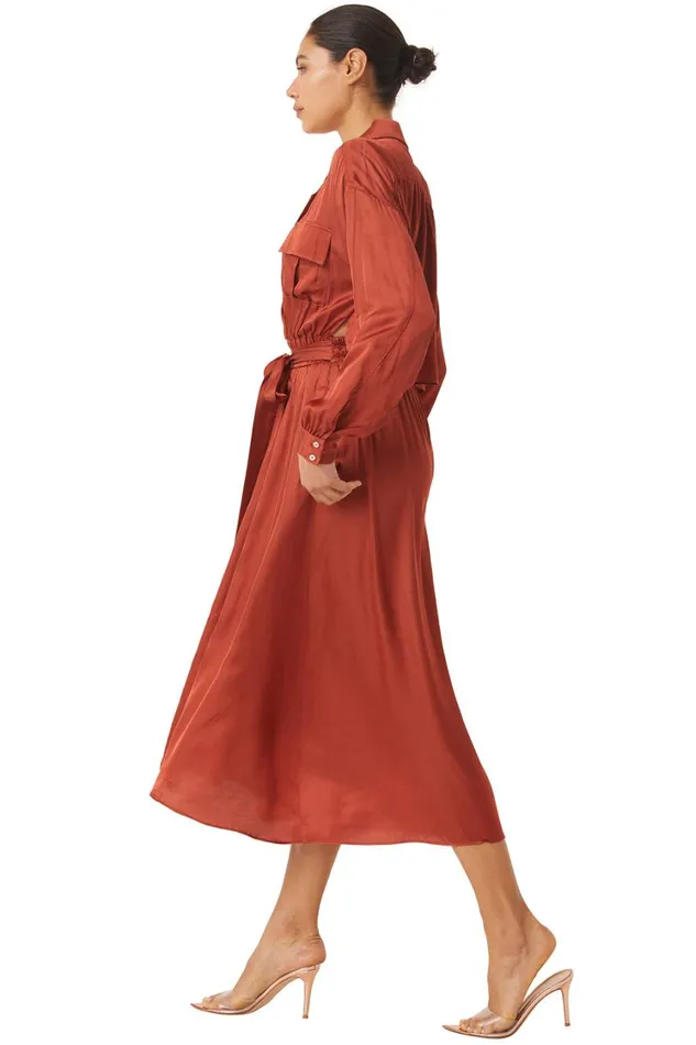MISA Los Angeles Dresses Women BLAIR DRESS Burnt Orange Satin