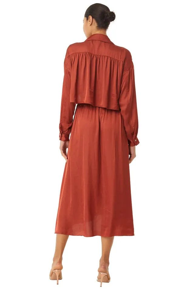 MISA Los Angeles Dresses Women BLAIR DRESS Burnt Orange Satin