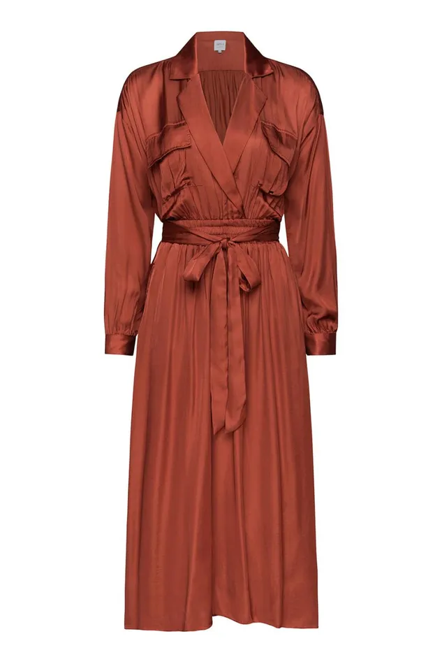 MISA Los Angeles Dresses Women BLAIR DRESS Burnt Orange Satin