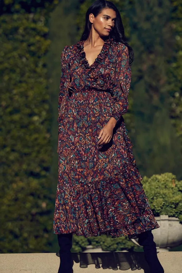 MISA Los Angeles Dresses Women CHARLOTTE DRESS Peacock Abstract