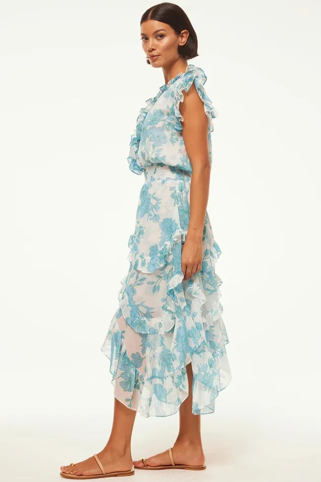 MISA Los Angeles Dresses Women DAKOTA DRESS Turquoise Flora Chiffon