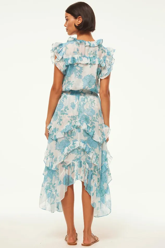 MISA Los Angeles Dresses Women DAKOTA DRESS Turquoise Flora Chiffon