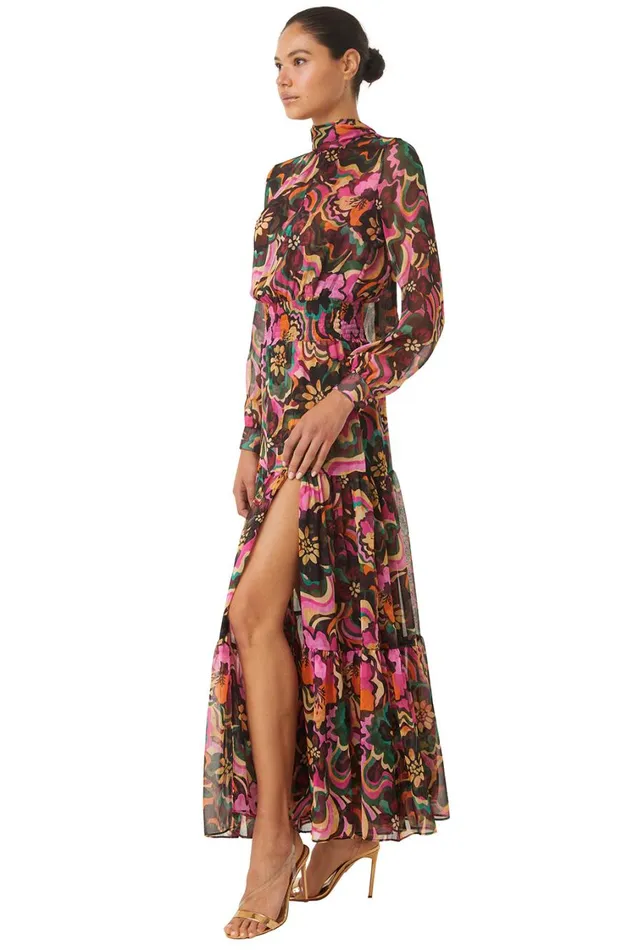 MISA Los Angeles Dresses Women DAPHNE DRESS Flora Groove Chiffon