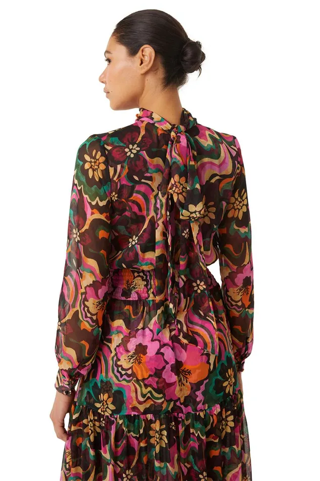 MISA Los Angeles Dresses Women DAPHNE DRESS Flora Groove Chiffon