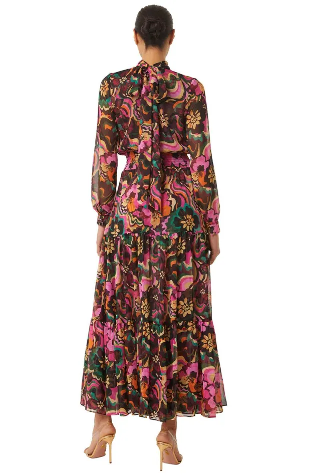 MISA Los Angeles Dresses Women DAPHNE DRESS Flora Groove Chiffon