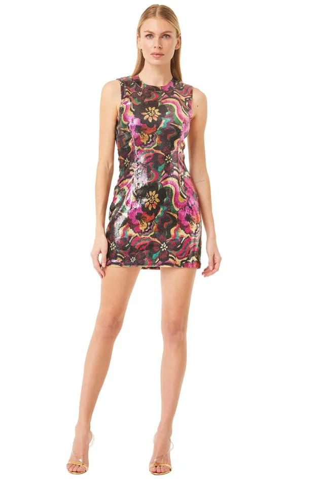 MISA Los Angeles Dresses Women EDIE DRESS Flora Groove Sequin