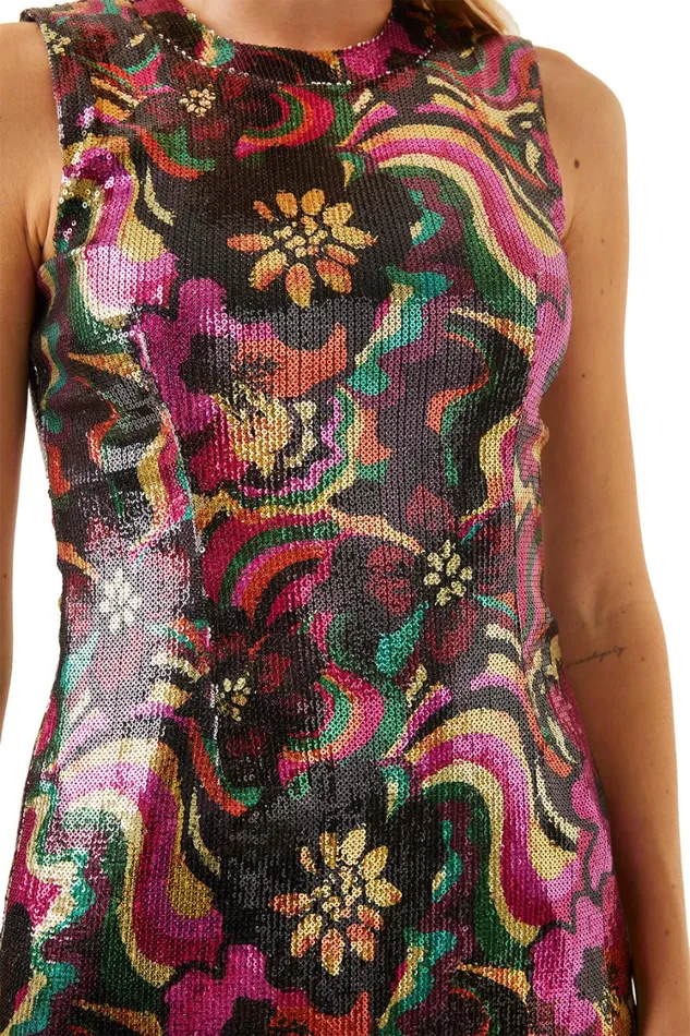 MISA Los Angeles Dresses Women EDIE DRESS Flora Groove Sequin