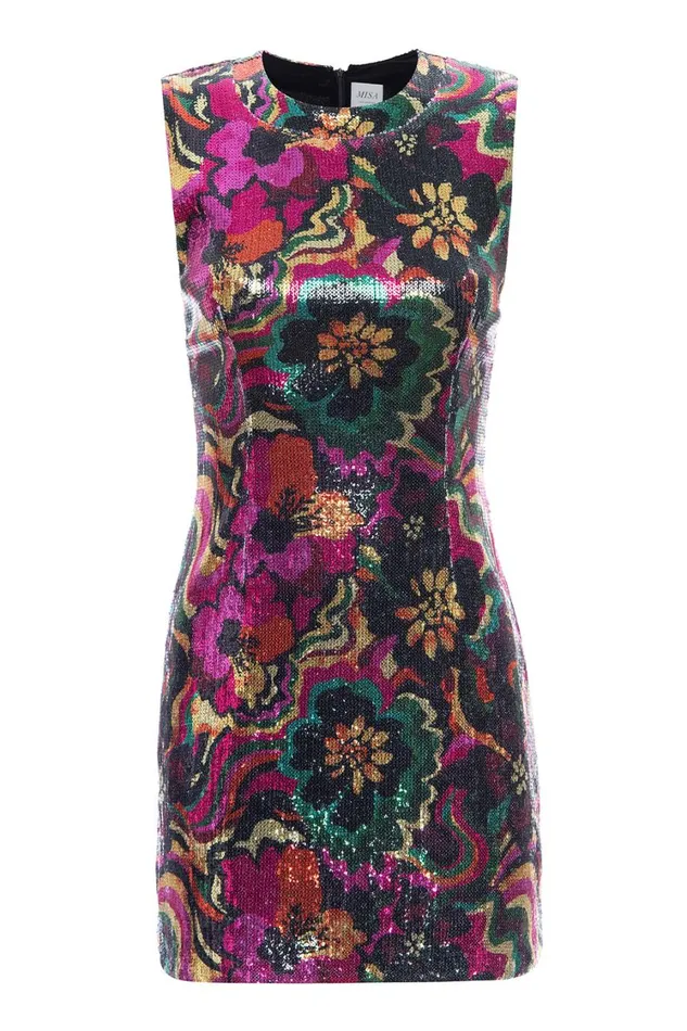 MISA Los Angeles Dresses Women EDIE DRESS Flora Groove Sequin