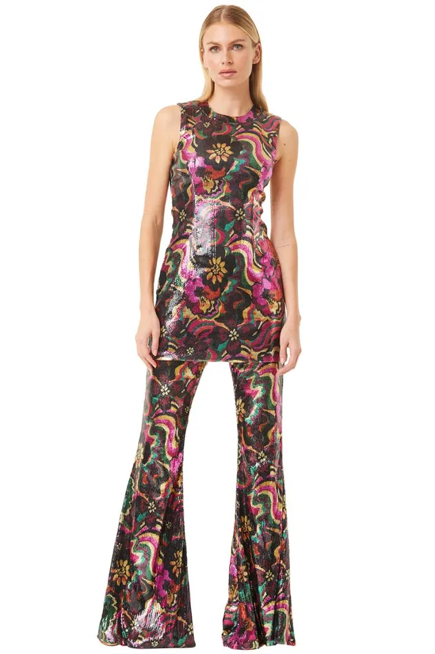 MISA Los Angeles Dresses Women EDIE DRESS Flora Groove Sequin