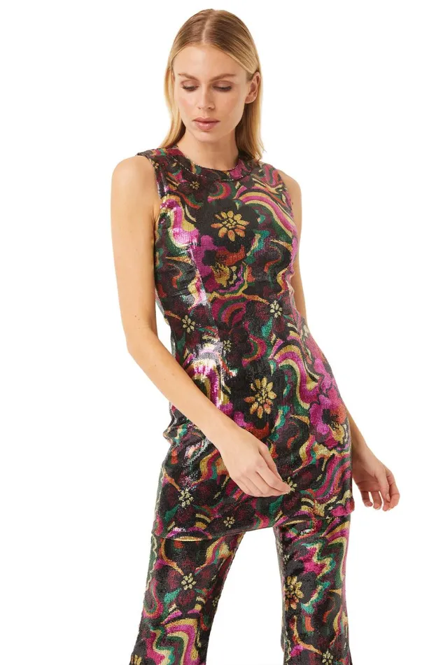 MISA Los Angeles Dresses Women EDIE DRESS Flora Groove Sequin