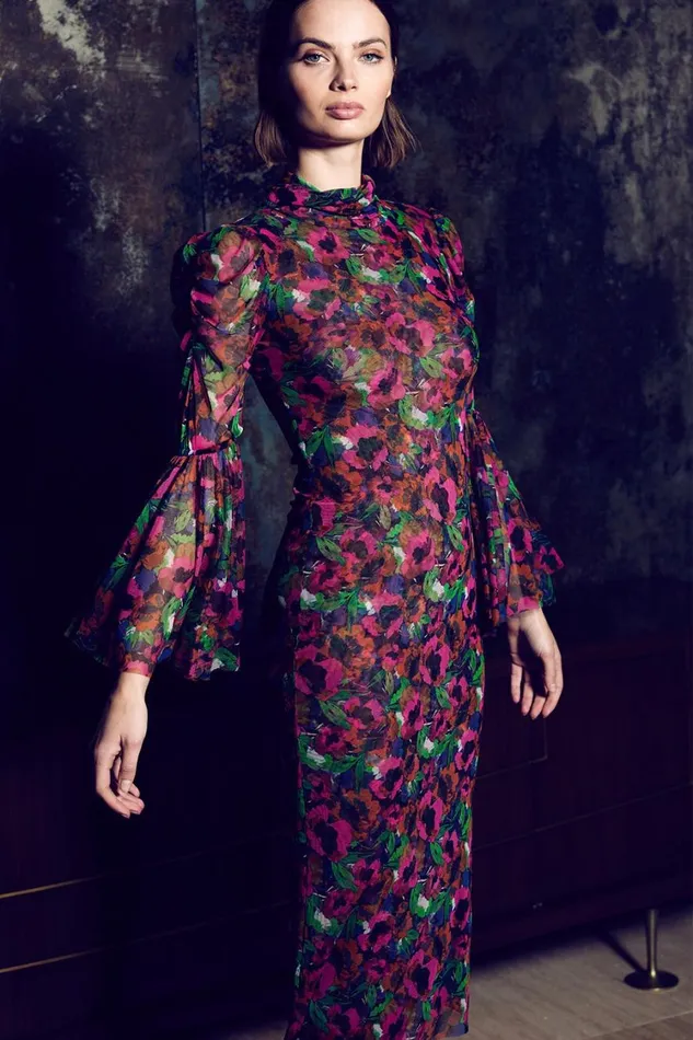 MISA Los Angeles Dresses Women ELEKTRA DRESS Jewel Tone Flora