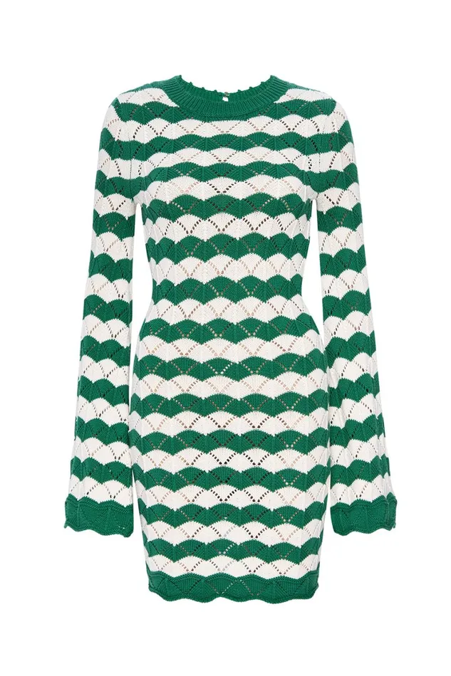 MISA Los Angeles Dresses Women EVELIN DRESS Emerald Stripe