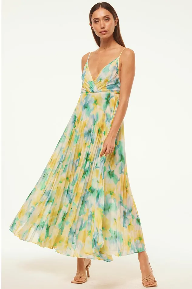 MISA Los Angeles Dresses Women GALETA DRESS Citron Watercolor