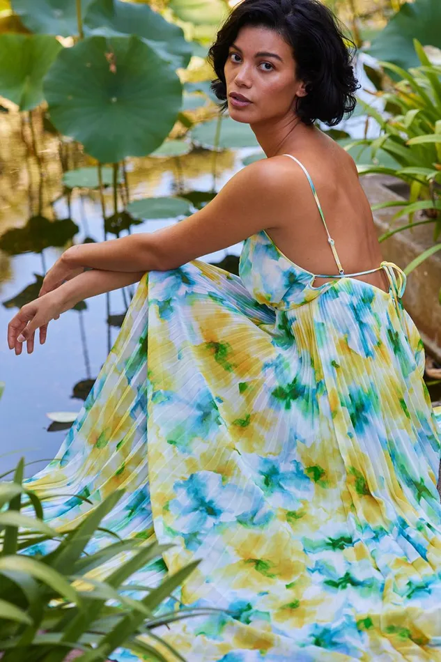 MISA Los Angeles Dresses Women GALETA DRESS Citron Watercolor