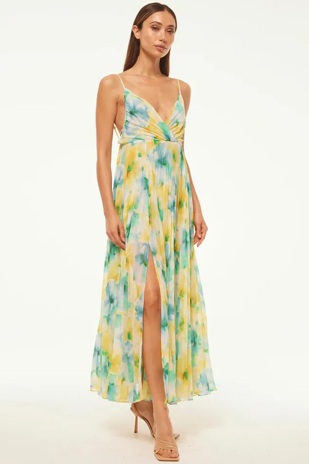 MISA Los Angeles Dresses Women GALETA DRESS Citron Watercolor