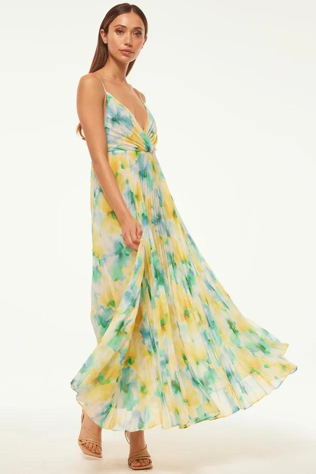 MISA Los Angeles Dresses Women GALETA DRESS Citron Watercolor