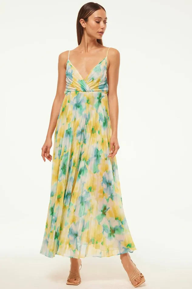 MISA Los Angeles Dresses Women GALETA DRESS Citron Watercolor