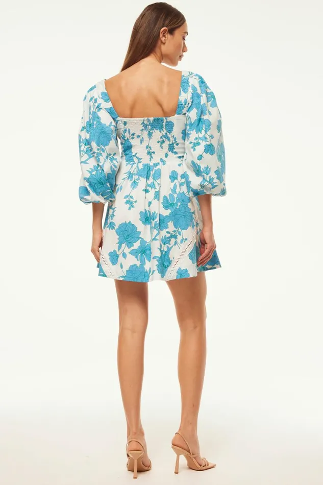 MISA Los Angeles Dresses Women GIADA DRESS Turquoise Flora Poplin