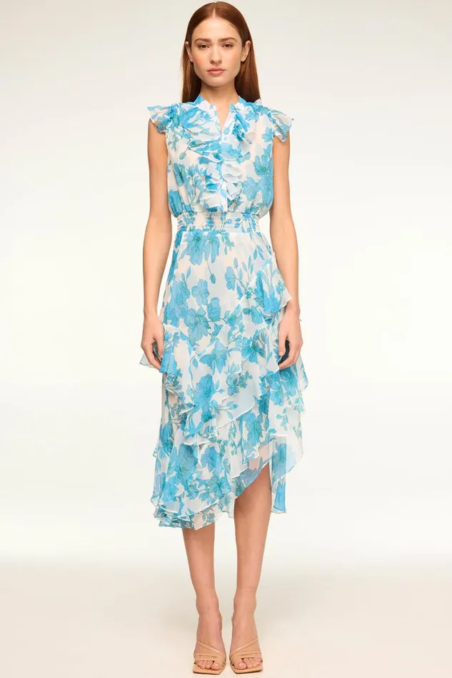 MISA Los Angeles Dresses Women ILYSA DRESS Turquoise Flora Chiffon