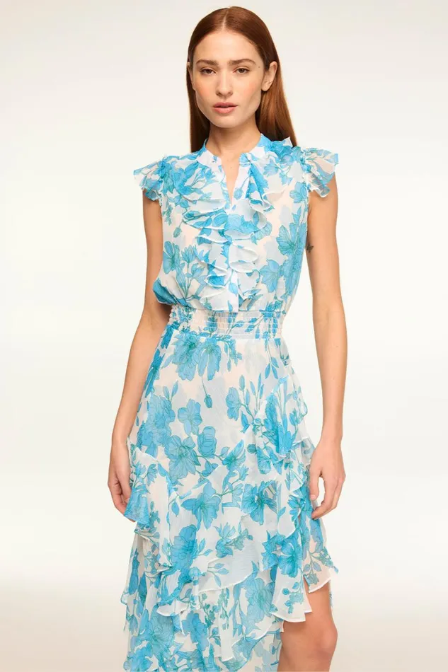 MISA Los Angeles Dresses Women ILYSA DRESS Turquoise Flora Chiffon