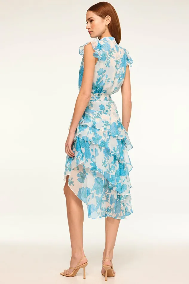 MISA Los Angeles Dresses Women ILYSA DRESS Turquoise Flora Chiffon