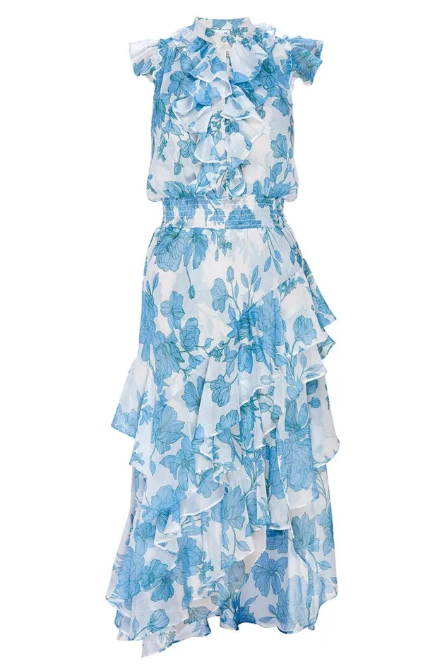 MISA Los Angeles Dresses Women ILYSA DRESS Turquoise Flora Chiffon
