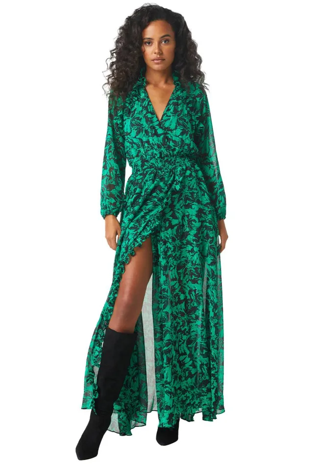 MISA Los Angeles Dresses Women JOCASTA DRESS Emerald Abstract