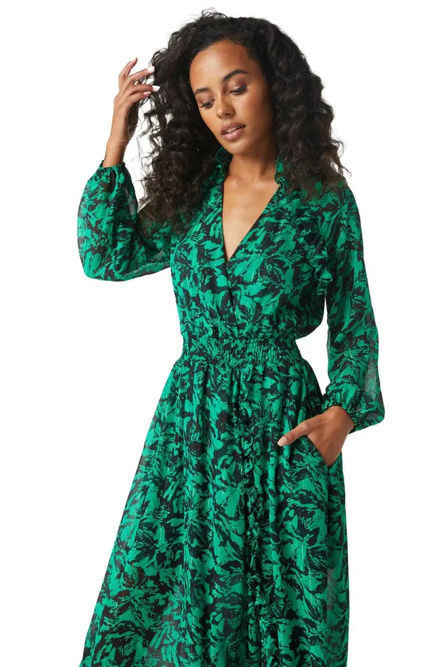 MISA Los Angeles Dresses Women JOCASTA DRESS Emerald Abstract
