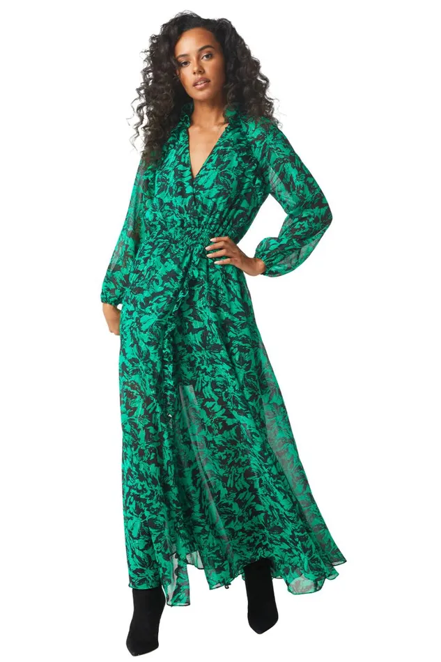 MISA Los Angeles Dresses Women JOCASTA DRESS Emerald Abstract