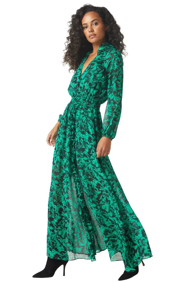 MISA Los Angeles Dresses Women JOCASTA DRESS Emerald Abstract