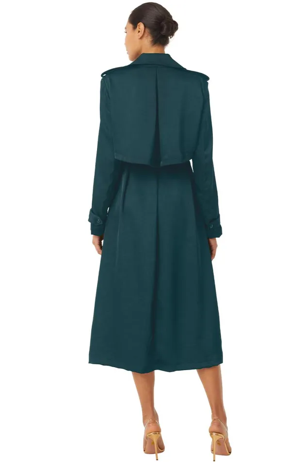 MISA Los Angeles Dresses Women KIKI TRENCH Emerald Satin