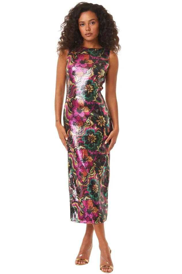 MISA Los Angeles Dresses Women NAKIA DRESS Flora Groove Sequin