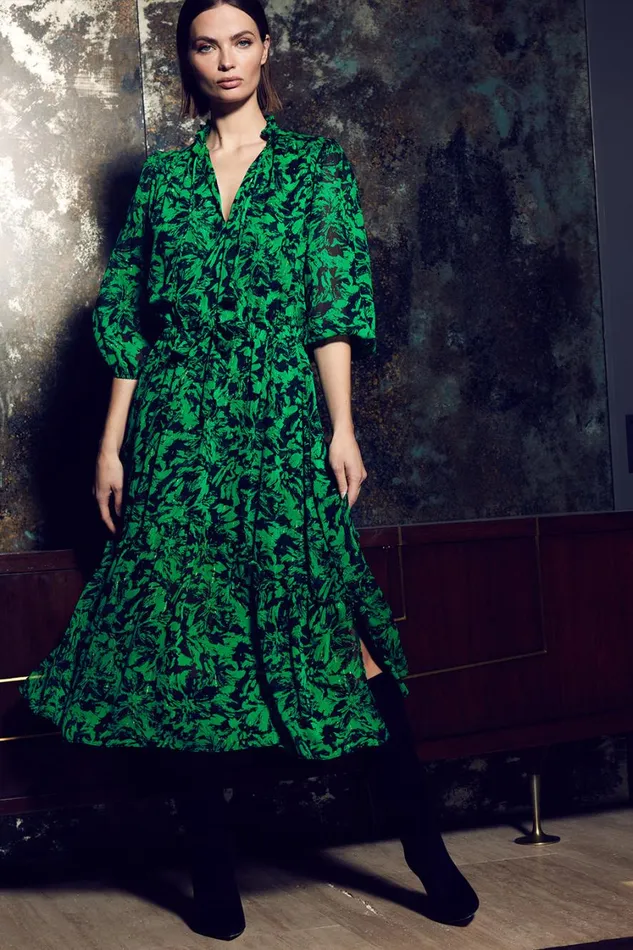 MISA Los Angeles Dresses Women OLIVIA DRESS Emerald Abstract
