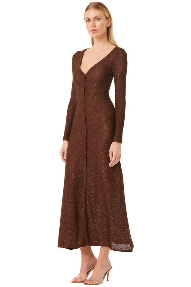 MISA Los Angeles Dresses Women RAFAEL CARDIGAN Chocolate Shimmer