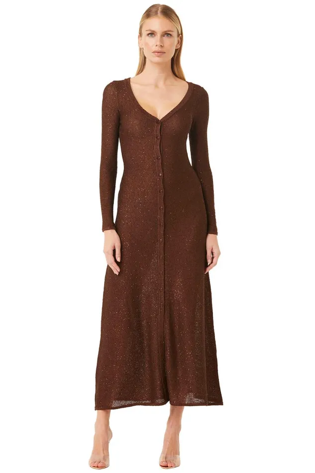 MISA Los Angeles Dresses Women RAFAEL CARDIGAN Chocolate Shimmer