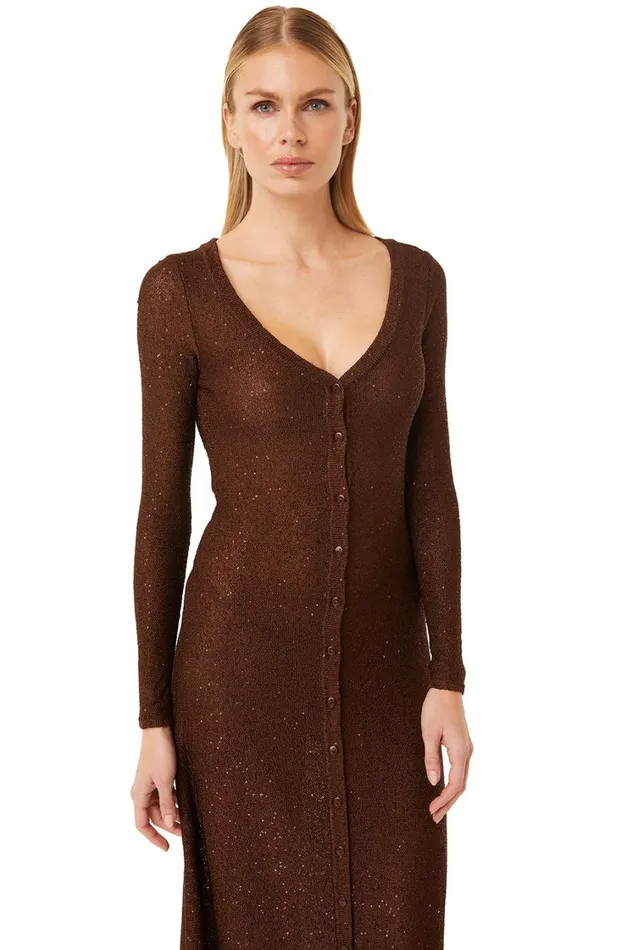 MISA Los Angeles Dresses Women RAFAEL CARDIGAN Chocolate Shimmer