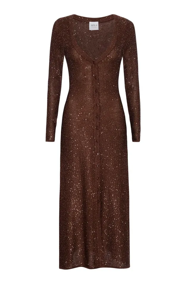 MISA Los Angeles Dresses Women RAFAEL CARDIGAN Chocolate Shimmer