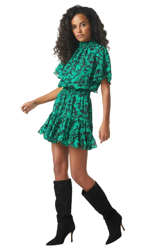 MISA Los Angeles Dresses Women SAFFIE DRESS Emerald Abstract