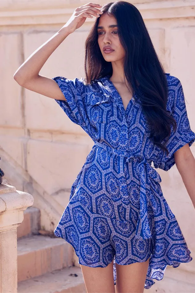 MISA Los Angeles Dresses Women VIENNA DRESS Lapis Tile