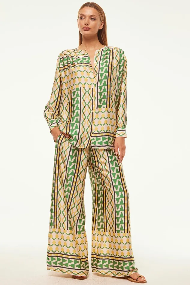 MISA Los Angeles Pants Women FILOMENA PANT Limoncello Geo Satin