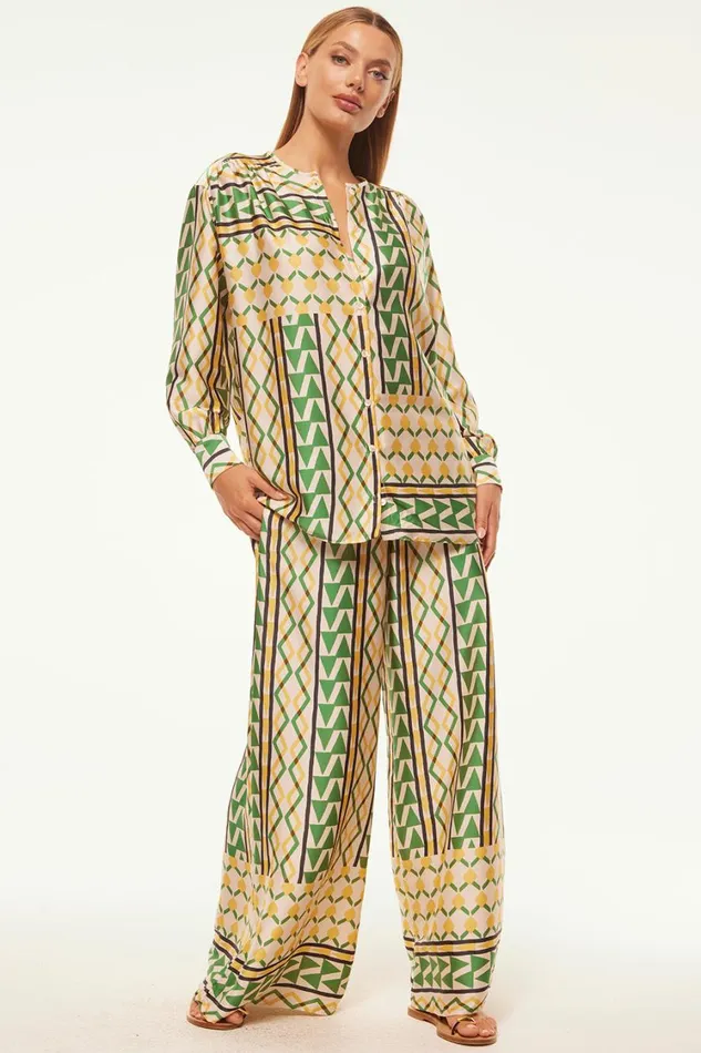 MISA Los Angeles Pants Women FILOMENA PANT Limoncello Geo Satin