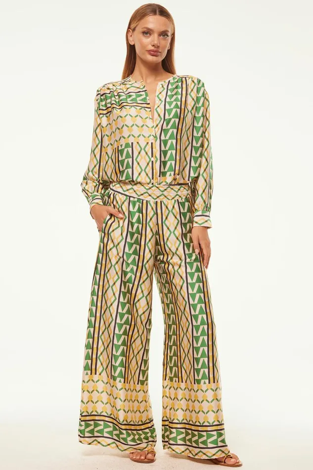 MISA Los Angeles Pants Women FILOMENA PANT Limoncello Geo Satin