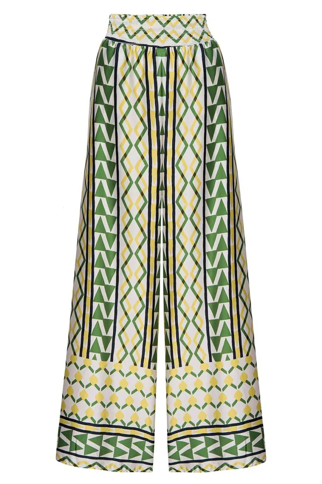 MISA Los Angeles Pants Women FILOMENA PANT Limoncello Geo Satin