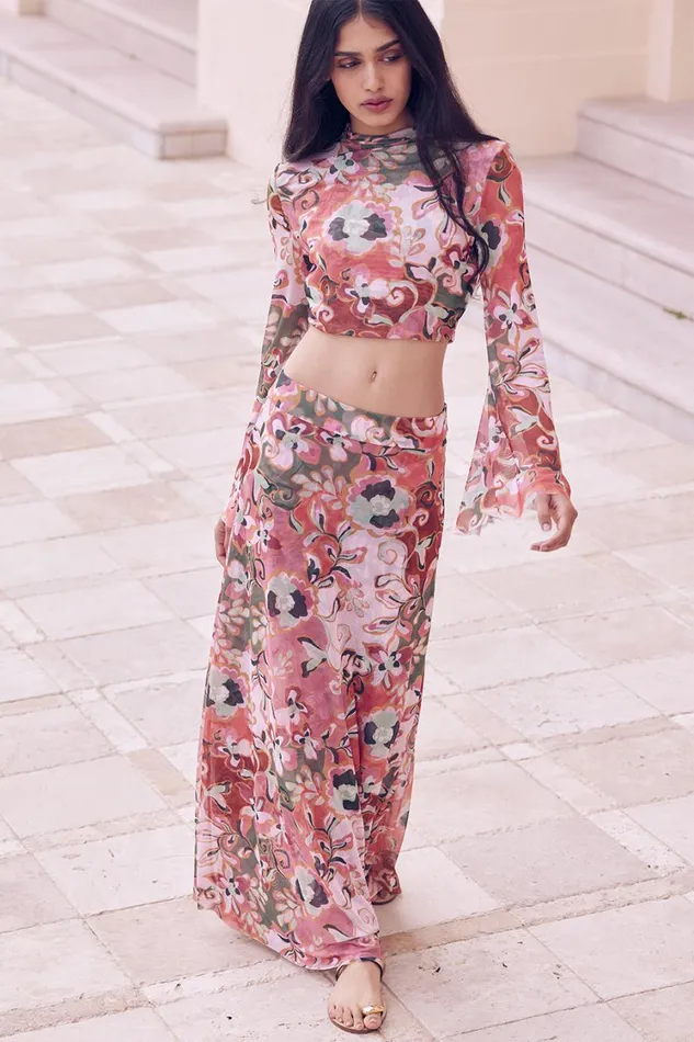 MISA Los Angeles Skirts and Shorts Women EKAT SKIRT Resort Batik Mesh