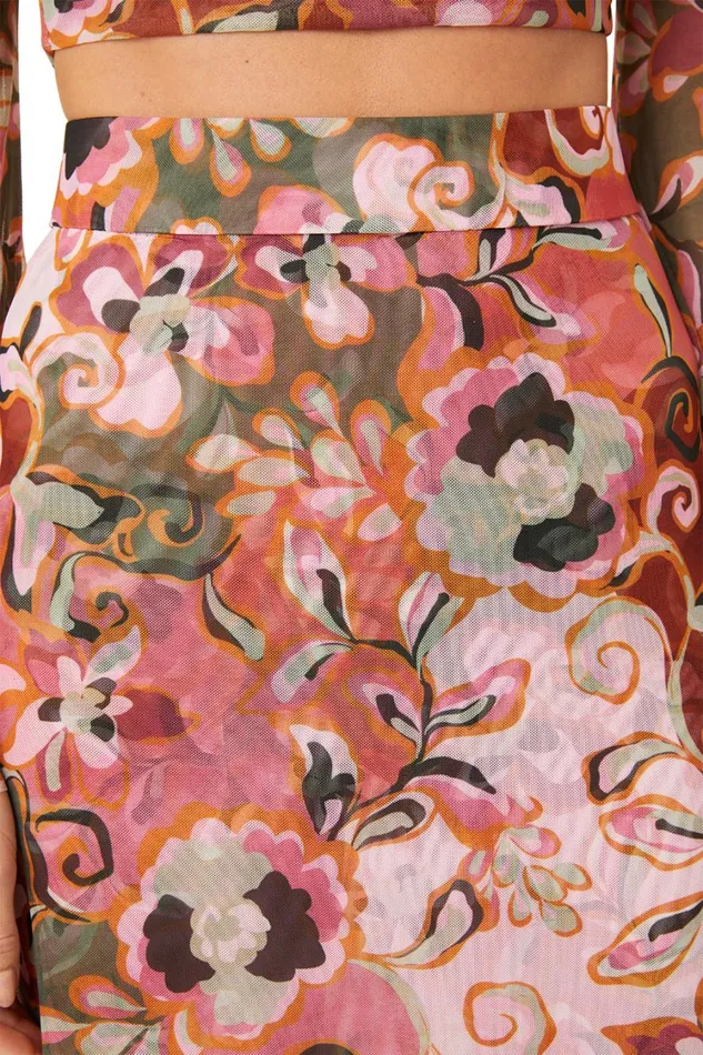 MISA Los Angeles Skirts and Shorts Women EKAT SKIRT Resort Batik Mesh