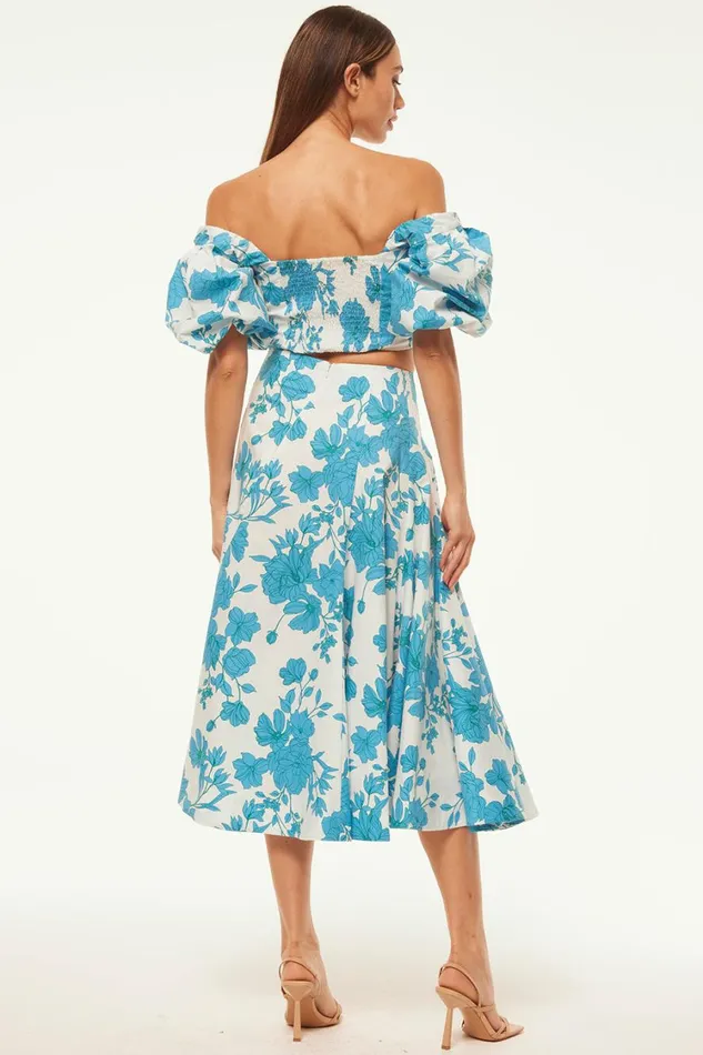 MISA Los Angeles Skirts and Shorts Women EMMA SKIRT Turquoise Flora Poplin