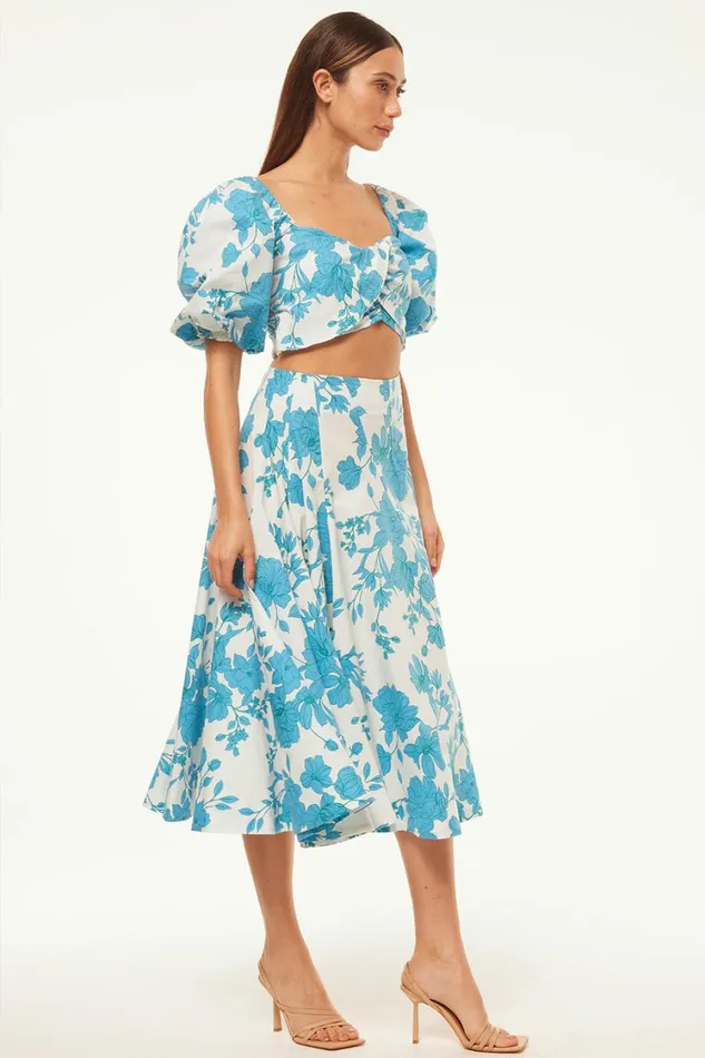 MISA Los Angeles Skirts and Shorts Women EMMA SKIRT Turquoise Flora Poplin