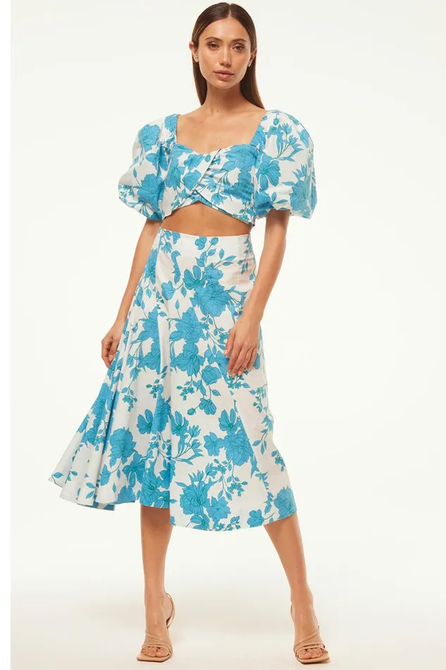 MISA Los Angeles Skirts and Shorts Women EMMA SKIRT Turquoise Flora Poplin