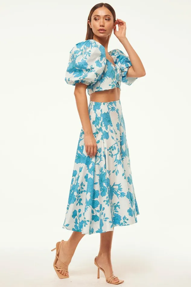MISA Los Angeles Skirts and Shorts Women EMMA SKIRT Turquoise Flora Poplin